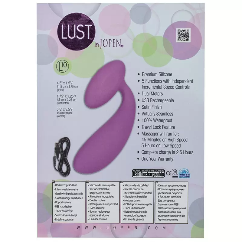 Вибромассажер изогнутый Lust by Jopen L10 – фиолетовый