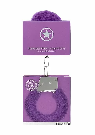 Металллический наручники с замком Furry Pleasure Handcuffs Purple