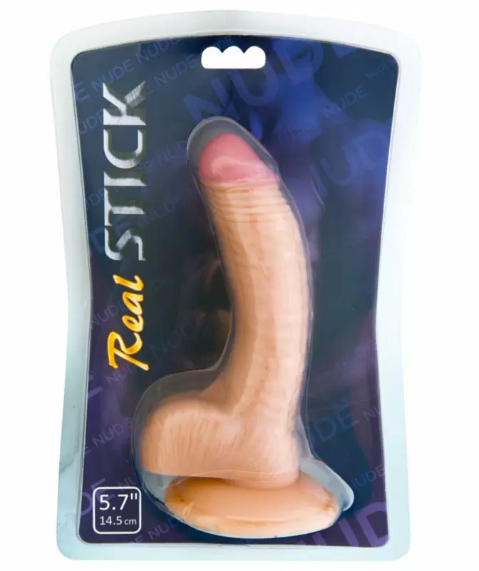 Реалистик с мошонкой TOYFA RealStick Nude 5,7” на присоске – телесный