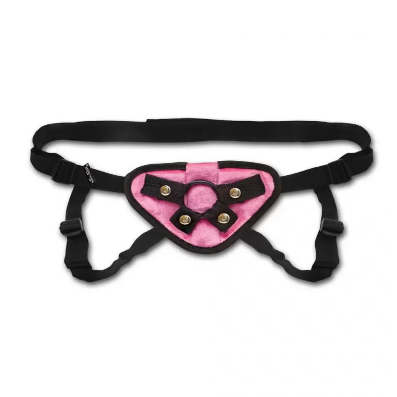 Плюшевые трусики для страпона Pink Velvet Strap-on Harness – розовый с черным