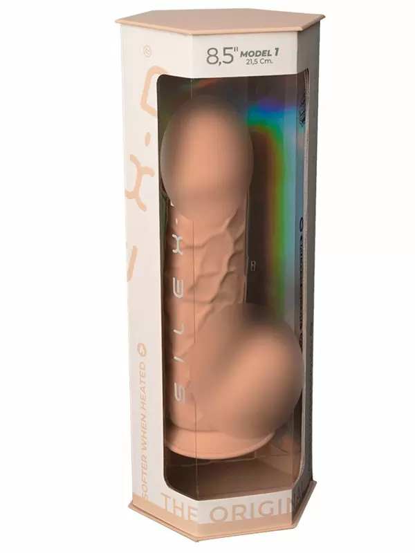 Реалистичный фаллоимитатор SILEXD Model 1 с мошонкой, 21,5 см, силикон, телесный