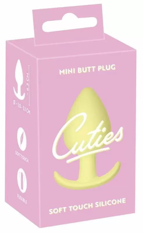 Мини-анальная пробка Cuties, силикон, для новичков, жёлтая