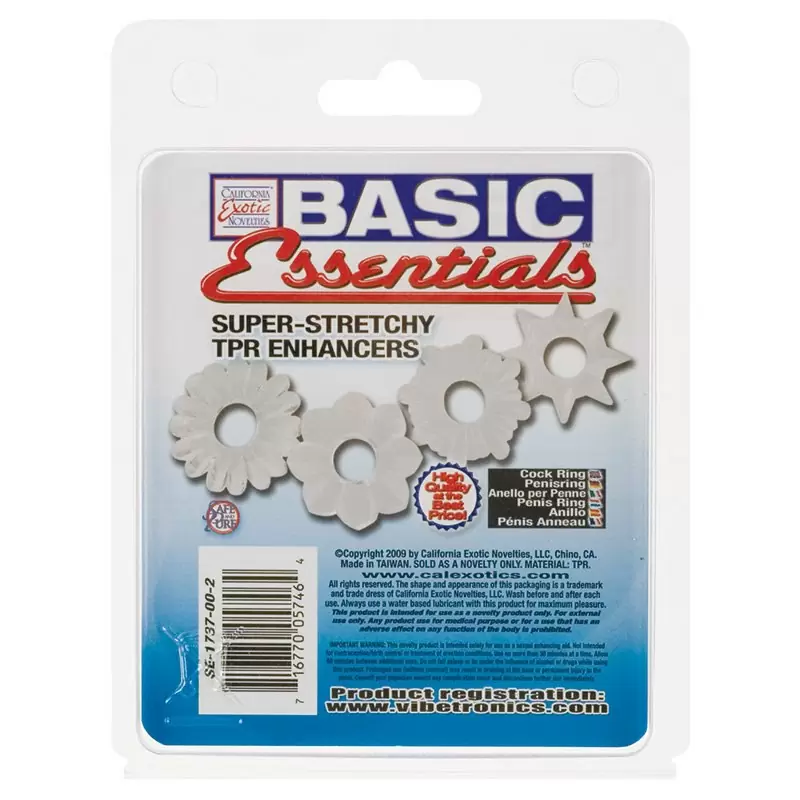 Комплект из 4-х колец Basic Essentials Super Stretchy TPR Enhancers – прозрачный