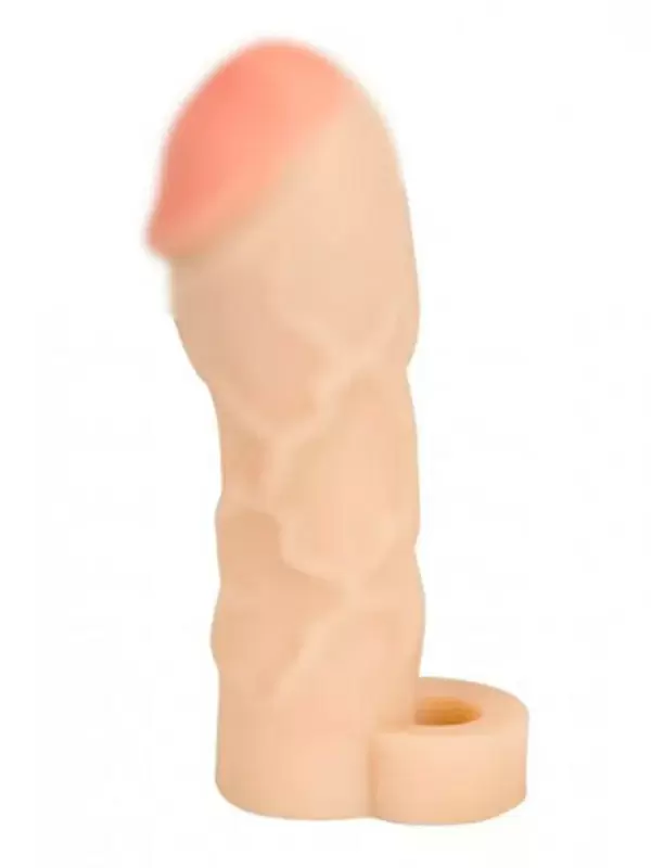 Реалистичная закрытая насадка на пенис T&ampB Extension, 17 см, с подхватом мошонки, ТПЕ, телесный