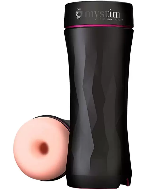 Реалистичный мастурбатор Mystim Opus E Donut, с электростимуляцией, 21,5 см, анус, свело-телесный