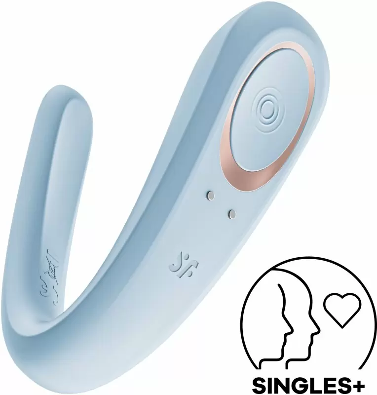 Вибромассажер для пар Satisfyer, голубой, 10 режимов, силикон
