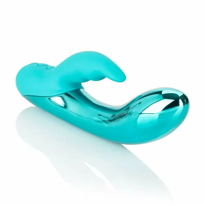 Вибромассажер-кролик DazzLED Brilliance с пульсирующей светодиодной подсветкой - бирюзовый