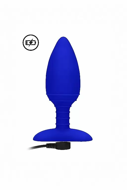 Анальная пробка с вибрацией и функцией нагрева Glow (синяя)