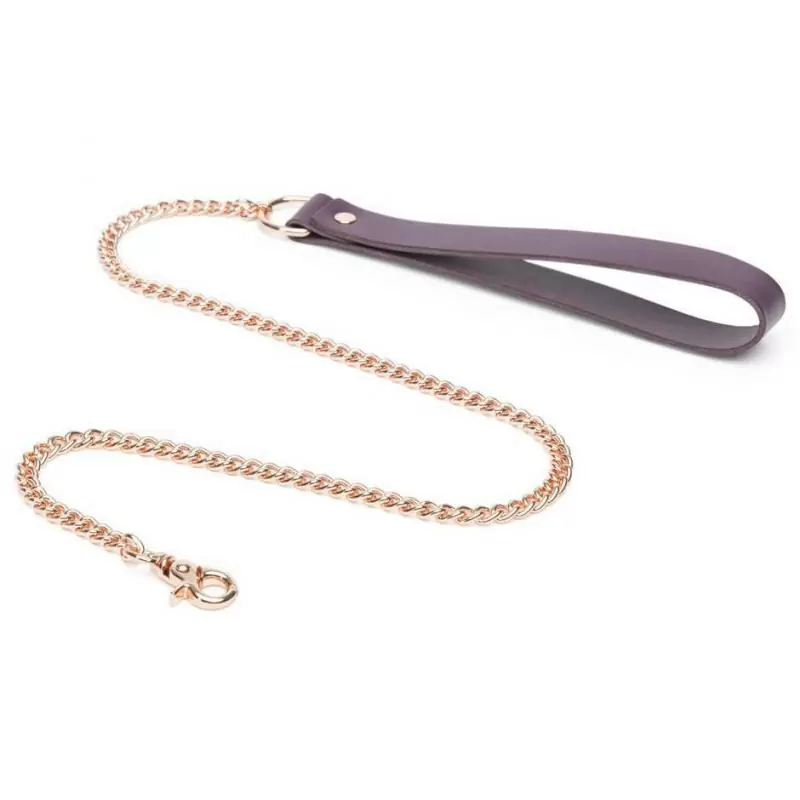 Стильный ошейник с металлической цепочкой Leather Collar & Lead - фиолетовый