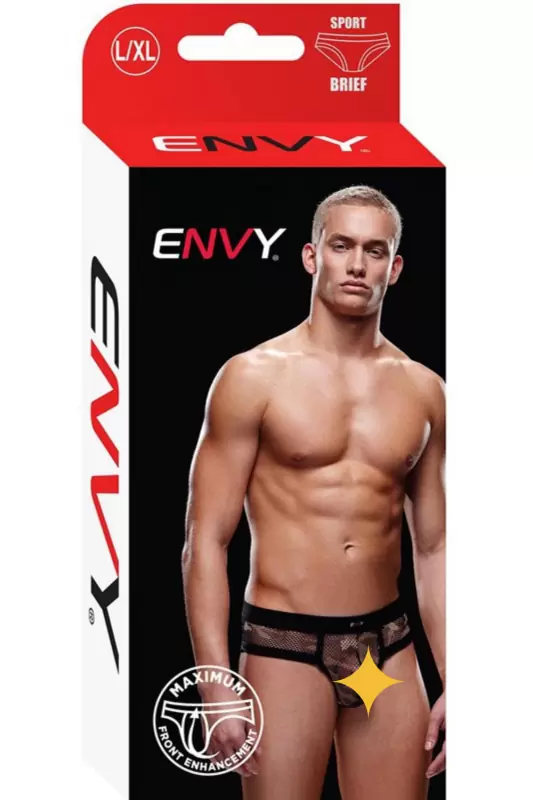 Мужские трусы-брифы милитари из сетки - L/XL