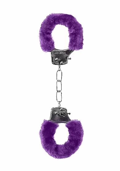 Металллический наручники с замком Furry Pleasure Handcuffs Purple