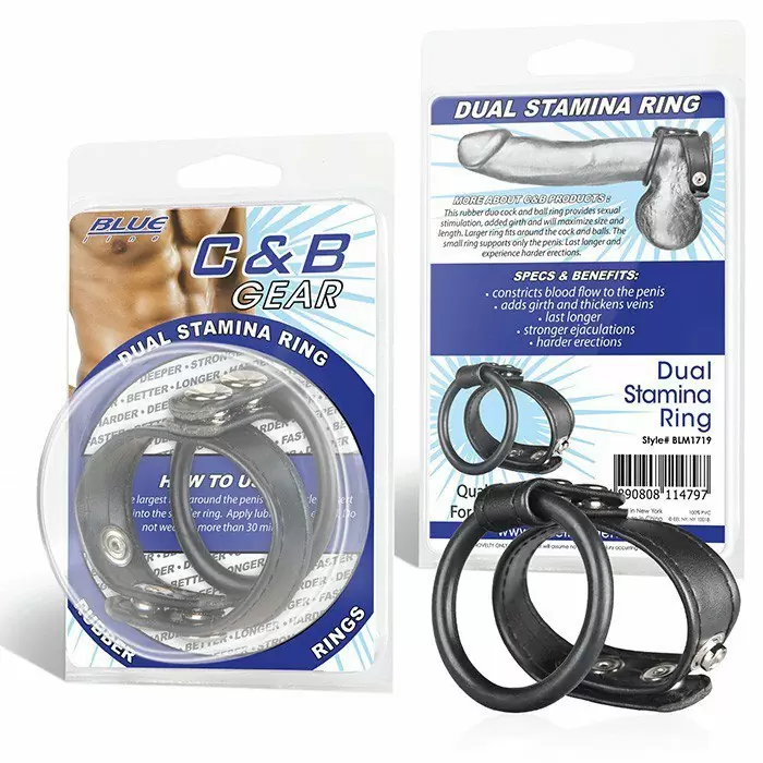 Двойное эрекционное кольцо Blueline Dual Stamina Ring – чёрный