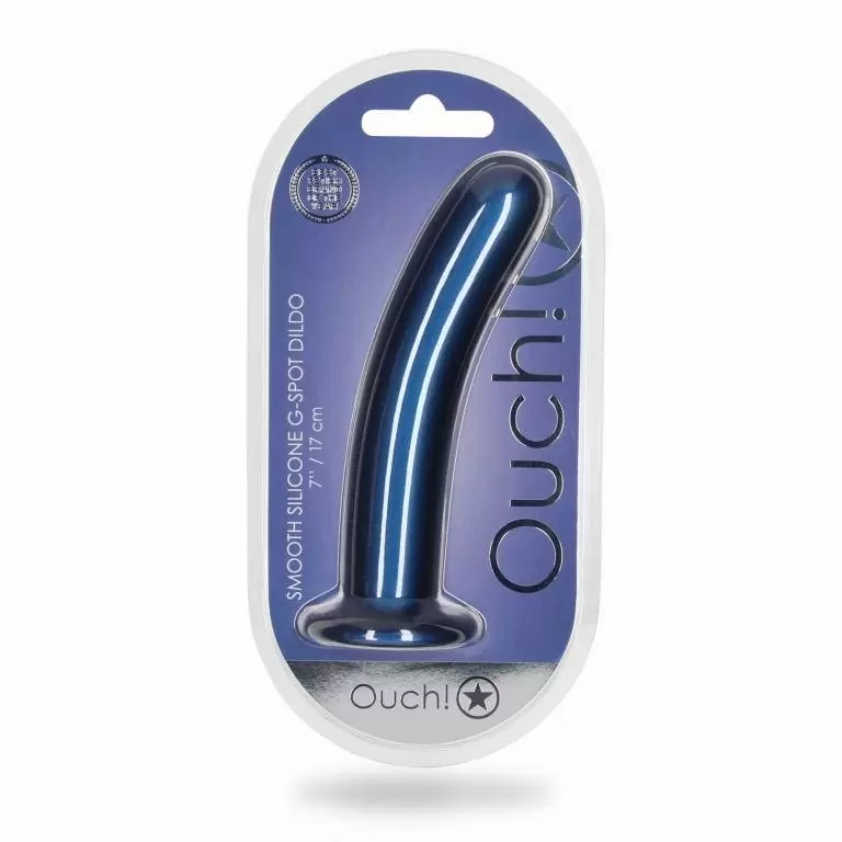 Гладкий фаллоимитатор Shots toys Smooth G-Spot, 17 см, силикон, синий