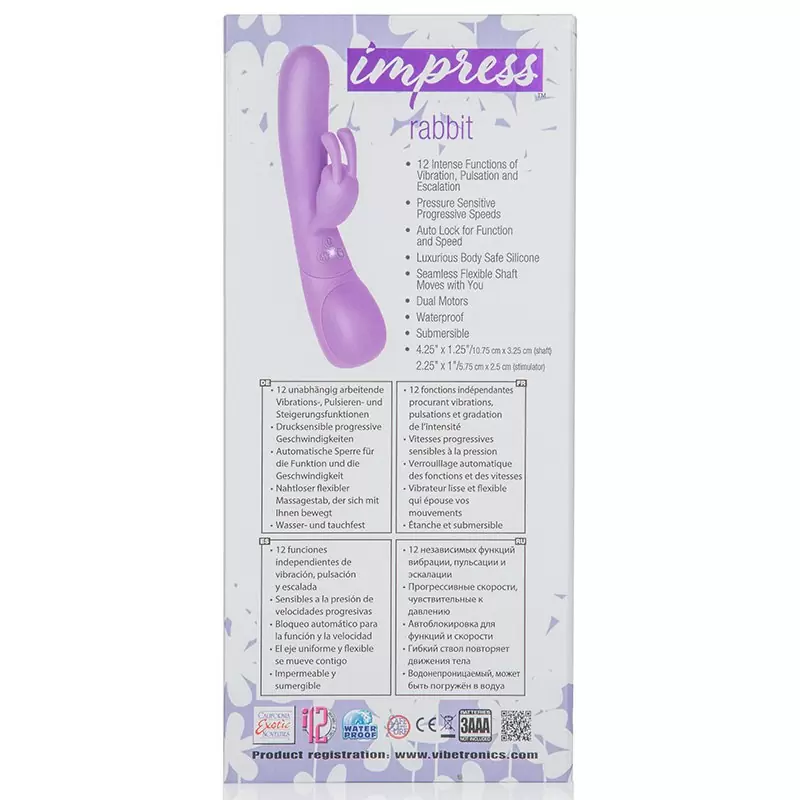 Вибромассажер Impress Rabbit со стимуляцией клитора – фиолетовый