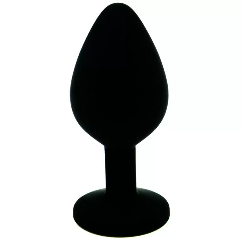 Средняя силиконовая анальная пробка Kanikule Medium с кристаллом – черный с желтым