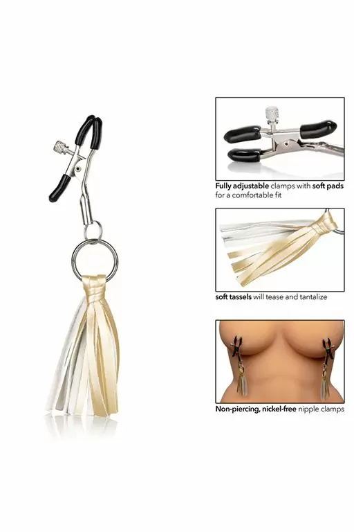 Зажимы для сосков Nipple Play Playful с кисточками - золотой