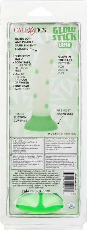 Светящийся фаллоимитатор California Exotic Novelties Glow Stick Leaf, 15,2 см, силикон, белый с зелёным