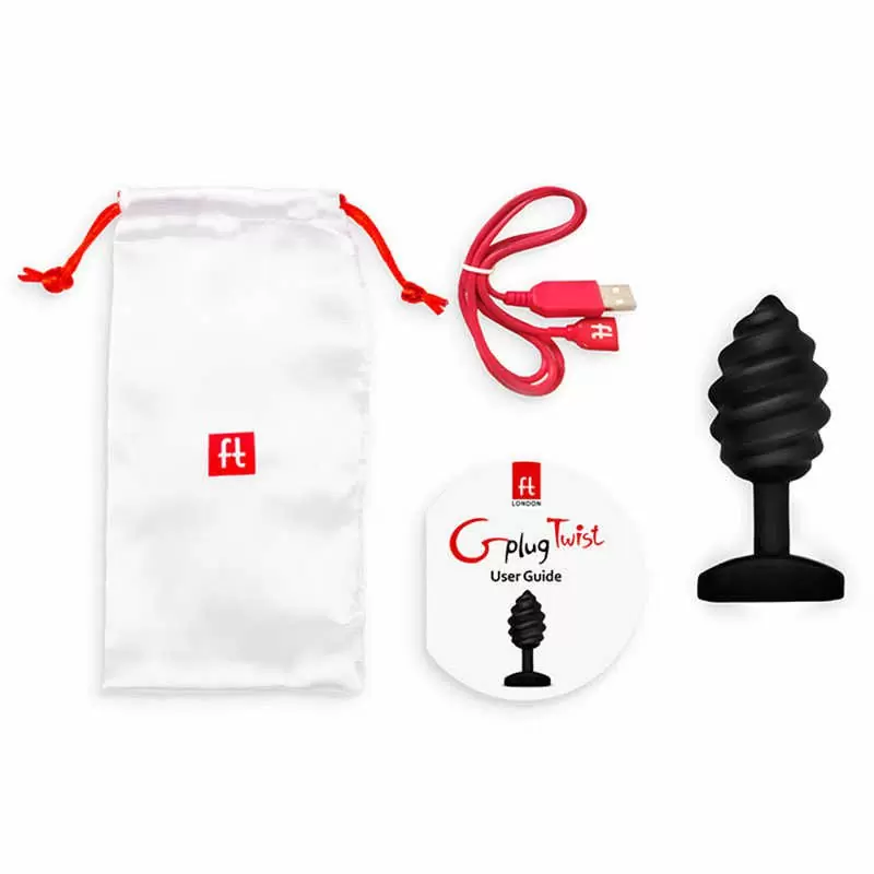 Витая анальная пробка с вибрацией Gvibe Gplug Twist - черный
