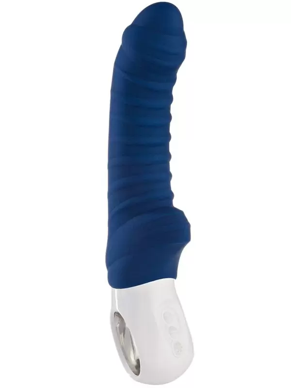 Ребристый вибратор-кролик Fun Factory Tiger G4, 21,7 см, силикон, синий