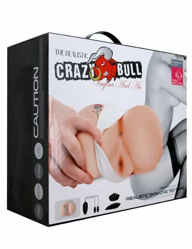 Реалистичный мастурбатор Baile Crazy Bull Vagina and Ass, вагина-анус, 22,5 см, 5 скоростей, телесный