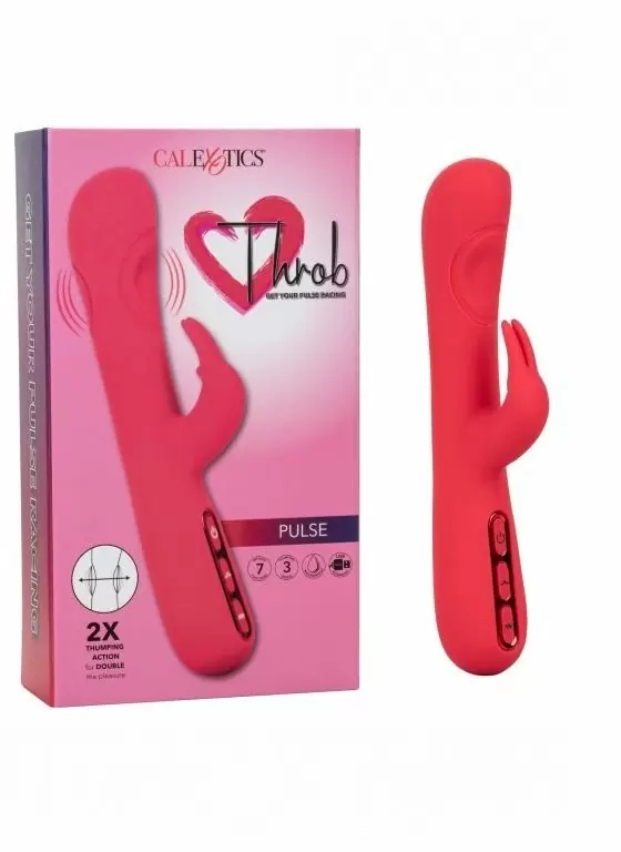 Рельефный вибратор-кролик Throb Pulse, с функцией 