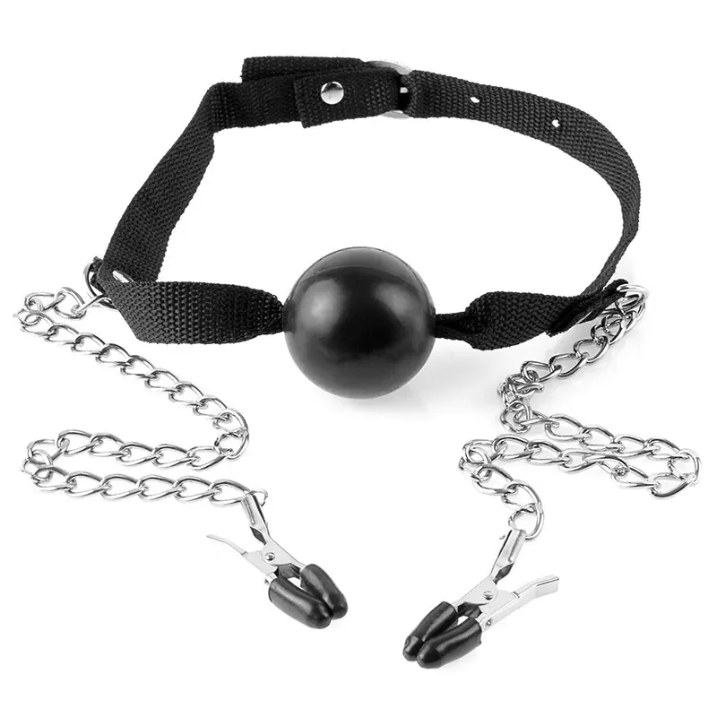 Кляп с зажимами на соски Ball Gag & Nipple Clamps