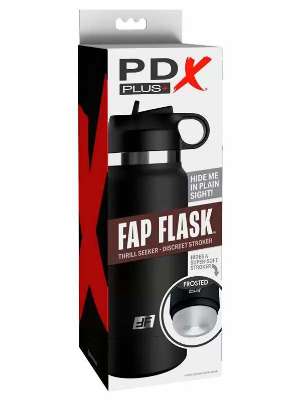 Нереалистичный мастурбатор Pipedream FAP FLASK, 22,8 см, в виде бутылки для воды, чёрный