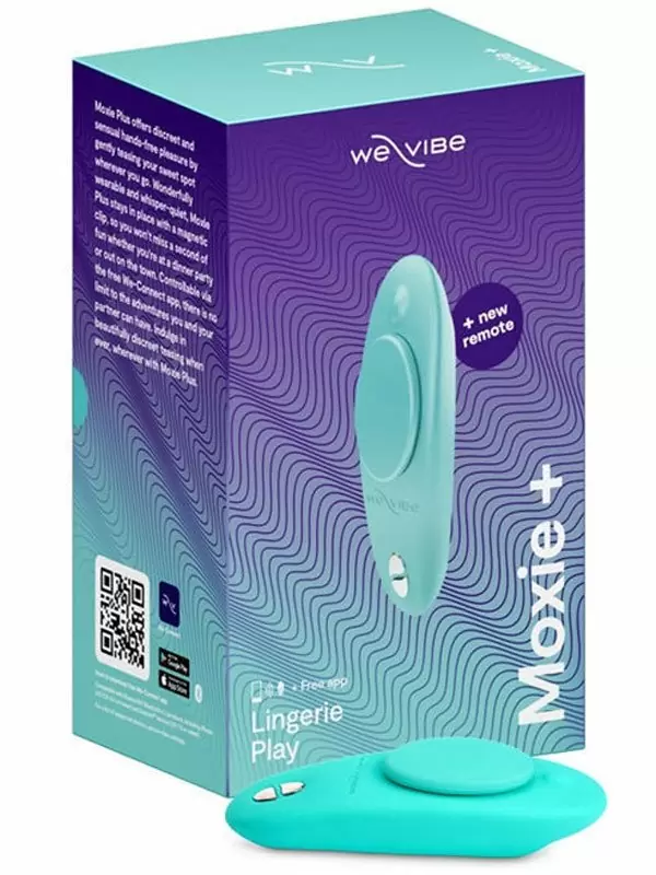 Интерактивный стимулятор клитора Womanizer We-Vibe Moxie+, с пультом Д/У, управление через приложение, 10 режимов, крепление на бельё