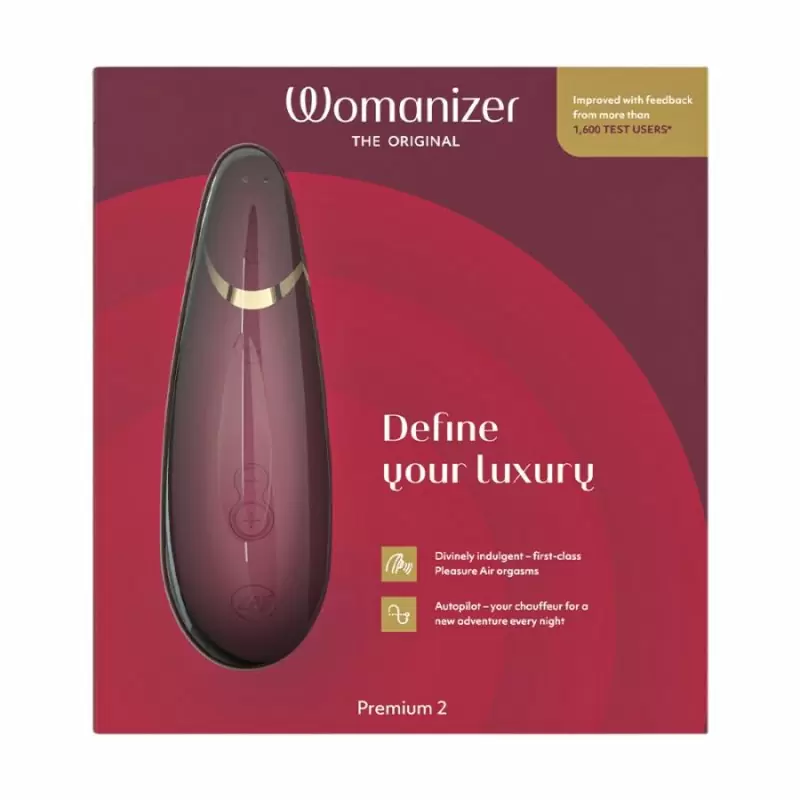 Вакуумный стимулятор клитора Womanizer Premium 2, функция умного отключения звука, 14 скоростей, бордовый