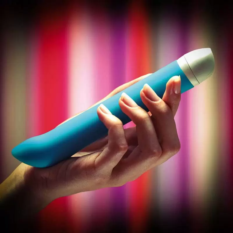 Элегантный вибратор Fun Factory Joupie, с загнутым кончиком, 18,2 см, голубой