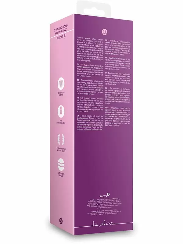 Мощный вибратор-кролик Orchidee Purple, с тремя движущимися кольцами, 24 см, 10 скоростей, фиолетовый