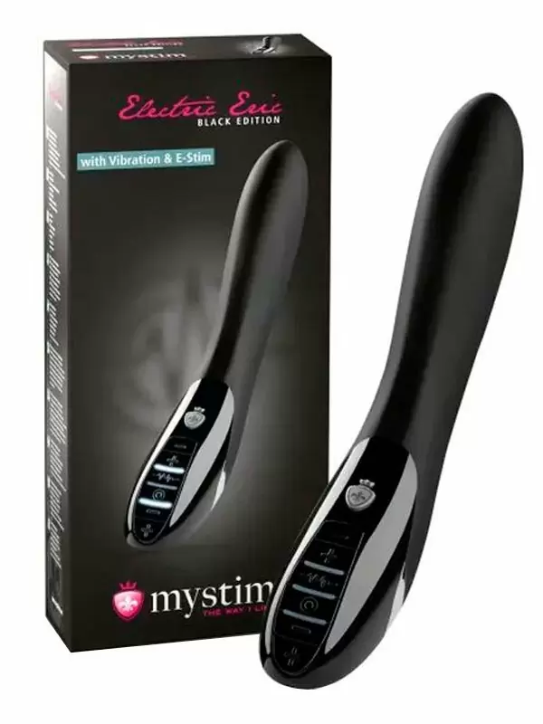 Изогнутый вибратор Mystim Electric Eric с электростимуляцией, 27 см, черный
