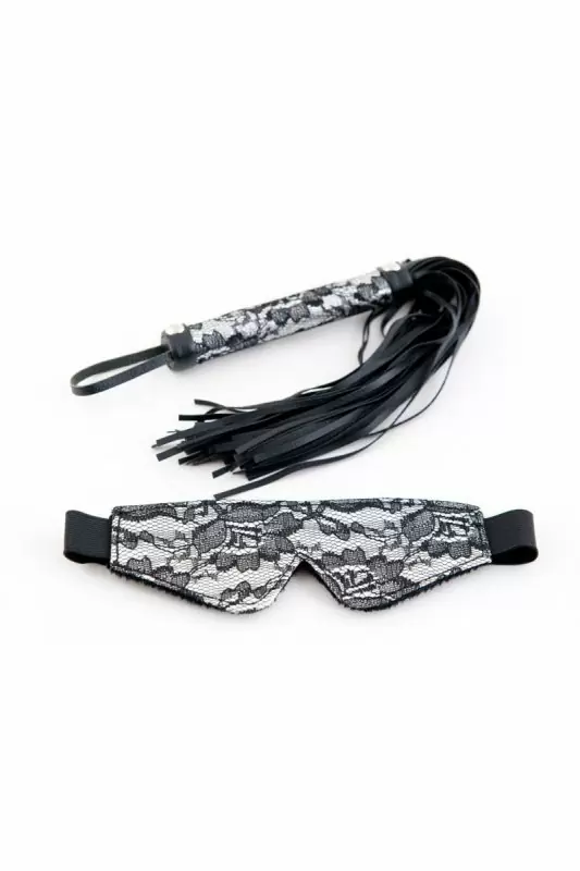 Кружевной набор маска и флоггер TOYFA Marcus – серебристый