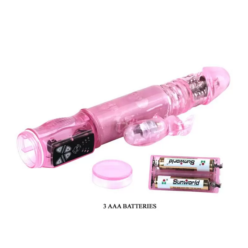 Перезаряжаемый вибромассажер-ротатор с поступательными движениями Crazy Rabbit – розовый