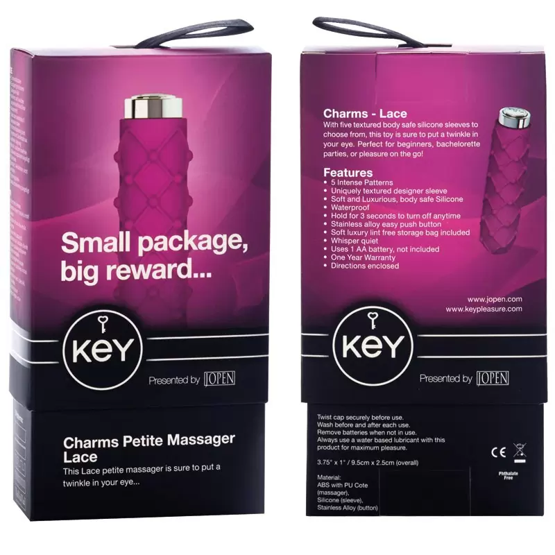 Мини вибромассажер с насадкой Charms Lace - Pink