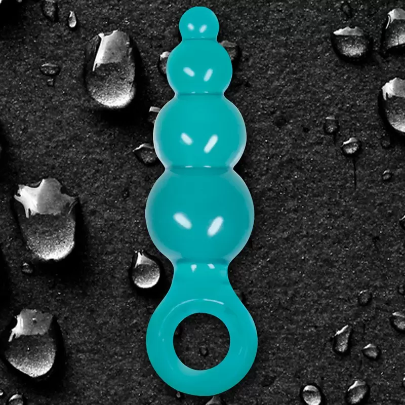 Анальная пробка с кольцом Jolie Ripples Medium – голубая