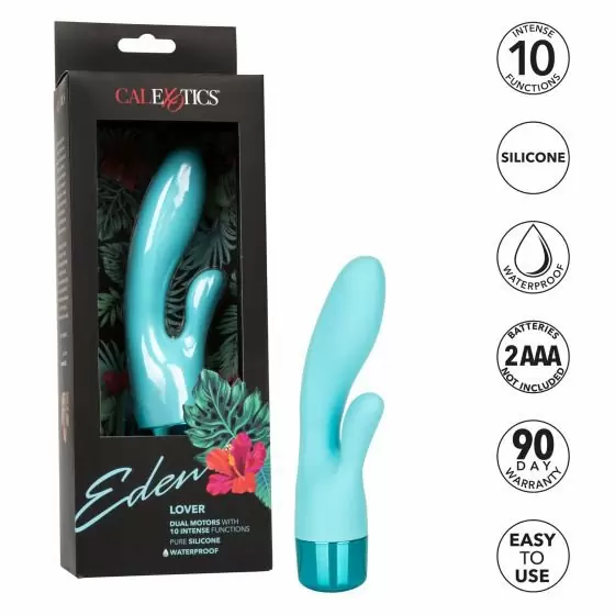 Компактный вибратор-кролик Eden Lover, 10,3 см, 10 режимов, силикон, голубой