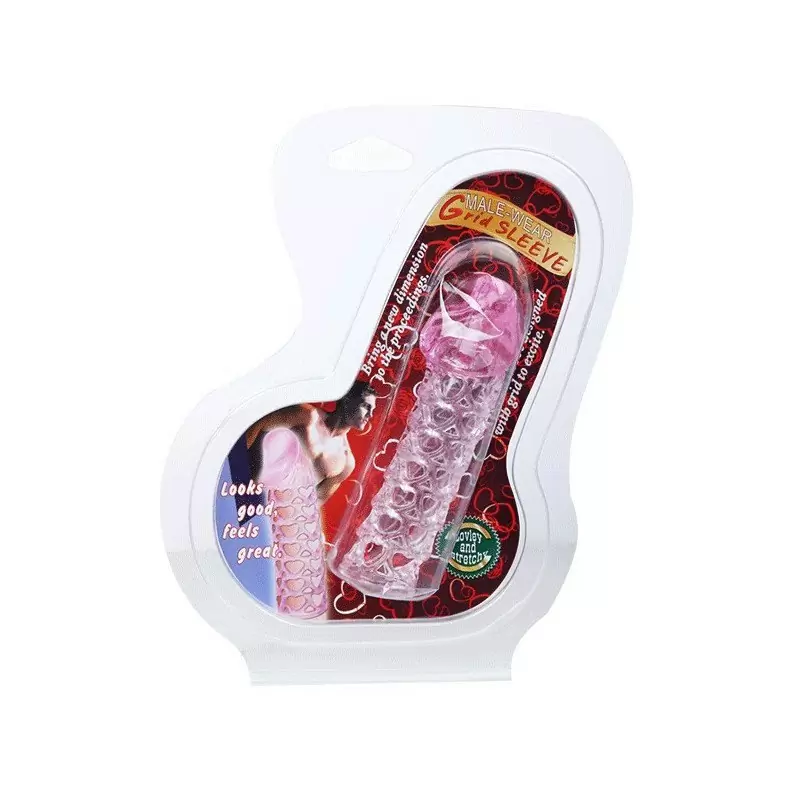 Перфорированная насадка на пенис с закрытой головкой Grid Sleeve – розовый 