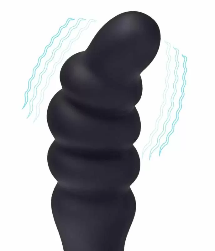 Мощный стимулятор простаты BlueLine Prodder - Sphincter Training, с пультом Д/У, 12,5 см, 4 режима, силикон