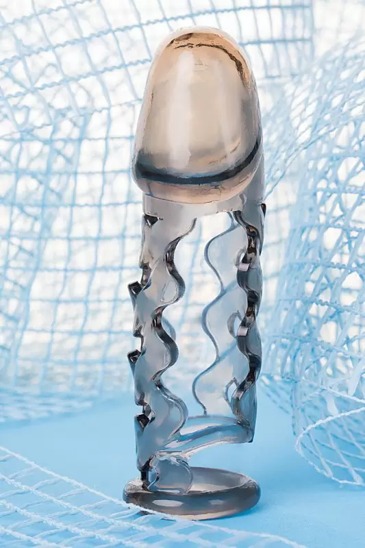 Увеличивающая насадка TOYFA XLover с подхватом мошонки — серая, 11,5 см