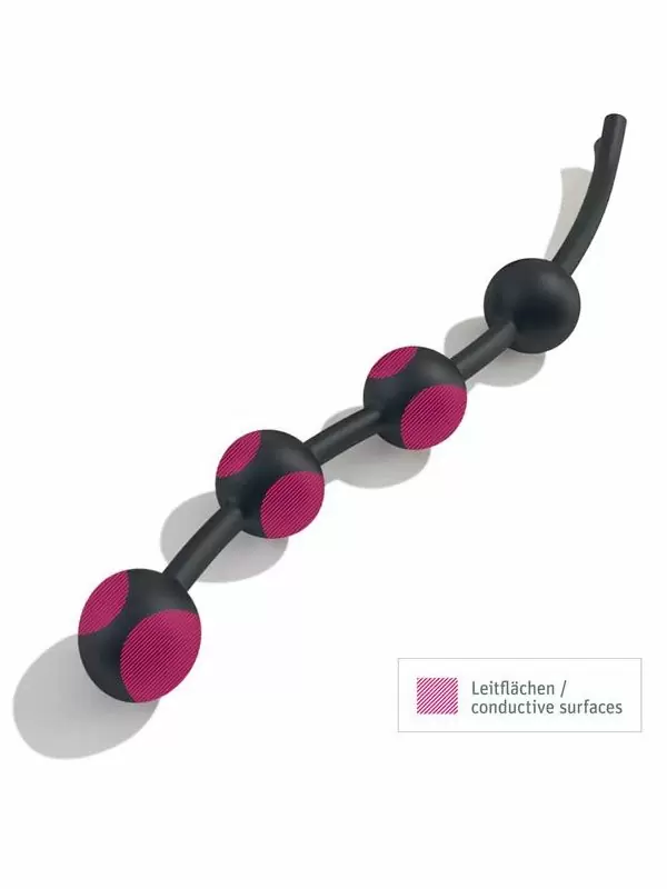 Анальная цепочка Mystim Garland Anal chain Booty L, для подключения к источнику электроимпульсов, со смещенным центром тяжести, черный