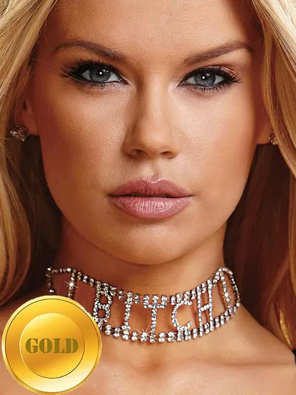 Ожерелье из кристаллов Ann Devine - Bitch Rhinestone Choker – золотой