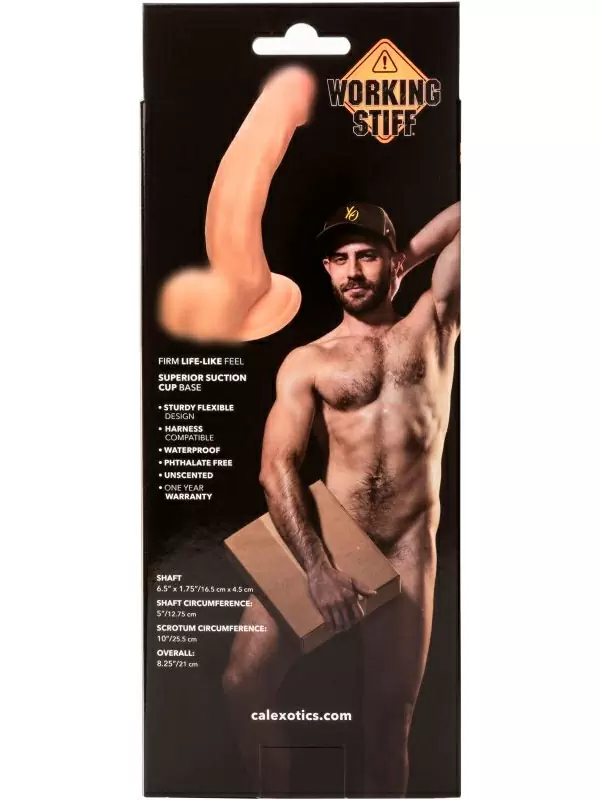 Реалистичный фаллоимитатор Working Stiff The Delivery Man, изогнутый, 21 см, ТПР, телесный 