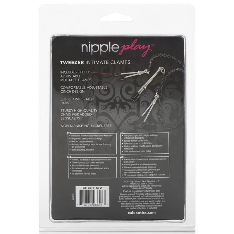 Зажимы для сосков и половых губ Tweezer Intimate Clamps с цепочкой – черный