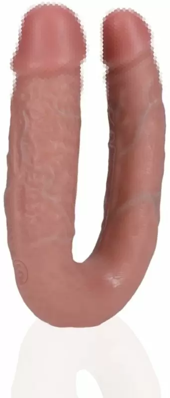 Реалистичный двусторонний фаллоимитатор в виде подковы Shots Toys U Shaped Double Dildo, с набухшими венами, ПВХ, 12,7 см х 3,2 см