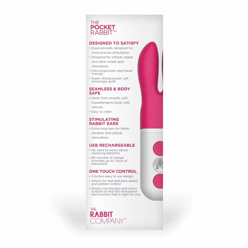 Карманный вибромассажёр-кролик с ушками The Rabbit Company The Pocket Rabbit – малиновый