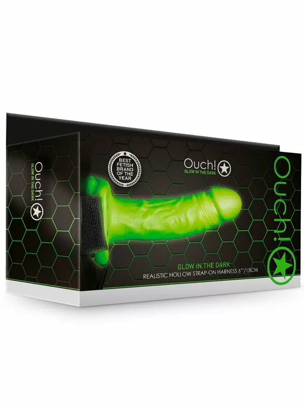 Реалистичный фаллопротез Shots Toys, Ouch!, люминисцентный, 18 см