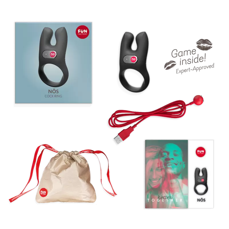 Эрекционное виброкольцо Fun Factory NOS, 2 мотора, 4 скорости, черное