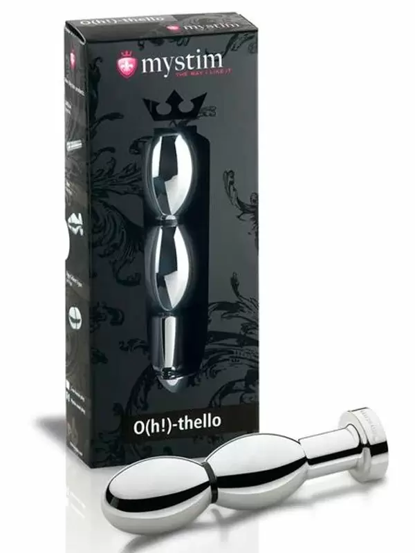 Анальный стимулятор Mystim Othello Ovaldildo для подключения к источнику электроимпульсов, 14 см, серебристый